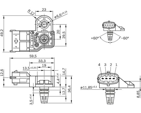 Sensor, intake manifold pressure DS-S3-TF Bosch, Image 6