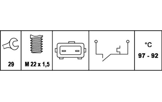 Temperature Switch, radiator fan 6ZT 007 801-051 Hella, Image 2