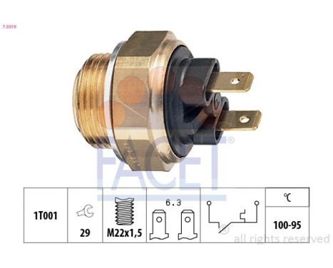 Temperature Switch, radiator fan Made in Italy - OE Equivalent 7.5019 Facet