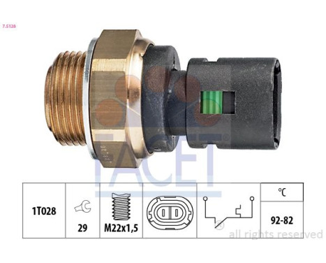 Temperature Switch, radiator fan Made in Italy - OE Equivalent 7.5128 Facet
