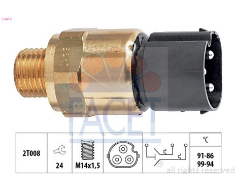 Temperature Switch, radiator fan Made in Italy - OE Equivalent 7.5617 Facet