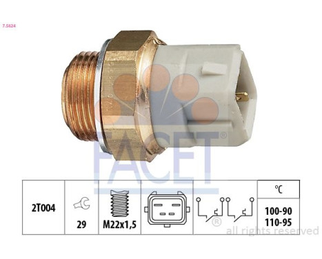 Temperature Switch, radiator fan Made in Italy - OE Equivalent 7.5624 Facet
