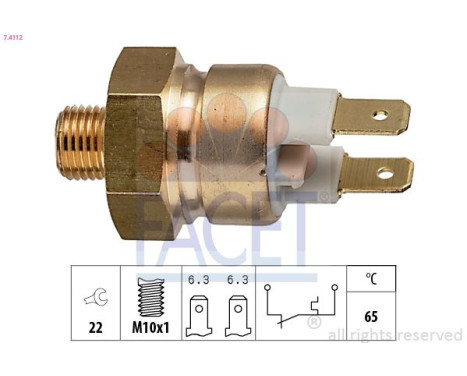 Temperature Switch, coolant warning lamp Made in Italy - OE Equivalent 7.4112 Facet