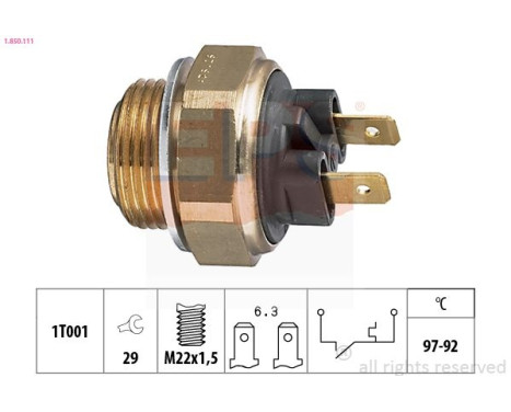 Temperature Switch, radiator fan Made in Italy - OE Equivalent 1.850.111 EPS Facet