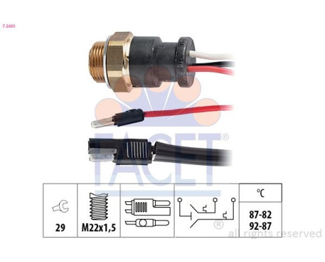 Temperature Switch, radiator fan Made in Italy - OE Equivalent 7.5601 Facet