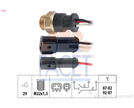 Temperature Switch, radiator fan Made in Italy - OE Equivalent 7.5611 Facet