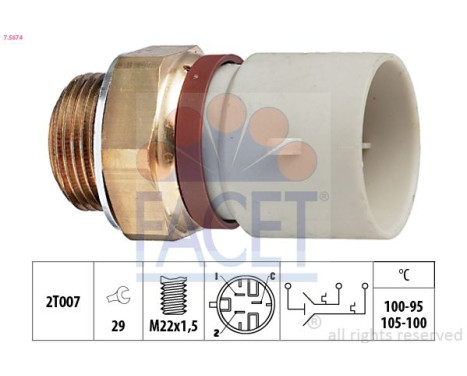 Temperature Switch, radiator fan Made in Italy - OE Equivalent 7.5674 Facet