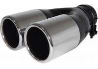 Embellecedor de escape de acero/cromo - 2x redondos de 75 mm - longitud 220 mm -> conexión de 60 mm