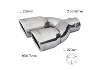 Embellecedor de escape Simoni Racing doble derecho redondo/inclinado de acero inoxidable - 70 x L220 mm - Montaje -> 