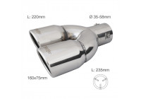 Embellecedor de escape Simoni Racing doble izquierdo redondo/inclinado de acero inoxidable - 70 x L220 mm - Montaje -&gt