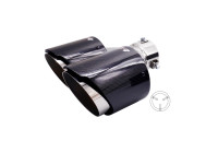 Embellecedor de escape Simoni Racing doble izquierdo redondo/inclinado de acero inoxidable y carbono - 102 x L215-230 mm