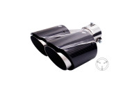 Embellecedor de escape Simoni Racing doble izquierdo redondo/inclinado de acero inoxidable y carbono - 92 x L215-230 mm
