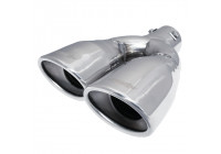 Embellecedor de escape Simoni Racing doble ovalado/inclinado de acero inoxidable - 167 x 67 x L220 mm - Montaje 37->5