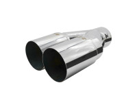 Embellecedor de escape Simoni Racing doble redondo de acero inoxidable - Ø88xL265/280 mm - Montaje 33->73 mm