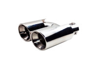 Embellecedor de escape Simoni Racing doble redondo de acero inoxidable - Ø90 x L220 mm - Montaje -> Ø37-59 mm