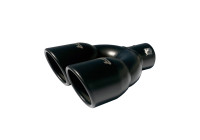 Embellecedor de escape Simoni Racing doble redondo de acero inoxidable - Negro - Ã˜90xL240mm - Montaje ->34-57mm