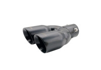 Embellecedor de escape Simoni Racing doble redondo/inclinado de acero inoxidable negro - Ø2 x 76 x L240 mm - Montaje 34