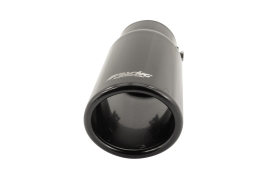 Embellecedor de escape Simoni Racing redondo/inclinado de acero inoxidable negro - Ø76 x L180 mm - Montaje ->64 mm, Imagen 2