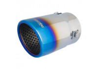 Embellecedor de escape Simoni Racing redondo/inclinado de acero inoxidable/titanio - Ø76 x L128 mm - Montaje 43->67 