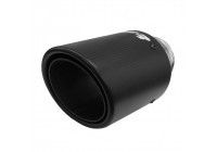 Embellecedor de escape Simoni Racing redondo/inclinado en carbono mate y acero inoxidable - 89 x 155 mm - Montaje de 63 