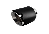 Embellecedor de escape Simoni Racing redondo/inclinado negro mate + acero inoxidable - Ø116 x L170 mm - Montaje 42-74 m