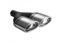 Embellecedor de escape Ulter Sport - Doble óvalo 120x80 mm en ángulo - Longitud 250 mm - Montaje ->50 mm - Acero in