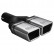 Embellecedor de escape Ulter Sport - Doble rectángulo 86x54 mm - Longitud 200 mm - Montaje ->50 mm - Acero inoxidabl