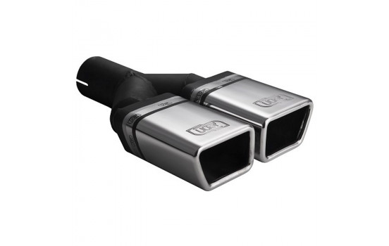 Embellecedor de escape Ulter Sport - Doble rectángulo 86x54 mm - Longitud 200 mm - Montaje ->50 mm - Acero inoxidabl