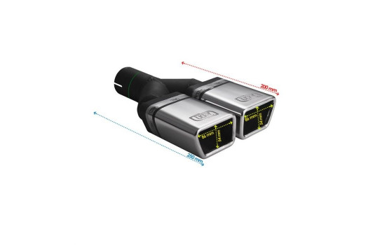 Embellecedor de escape Ulter Sport - Doble rectángulo 86x54 mm - Longitud 200 mm - Montaje ->50 mm - Acero inoxidabl, Imagen 2