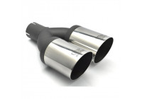 Embellecedor de escape Ulter Sport - Doble redondo, 90 mm, en ángulo - Longitud 290 mm - Montaje -> 50 mm - Acero in
