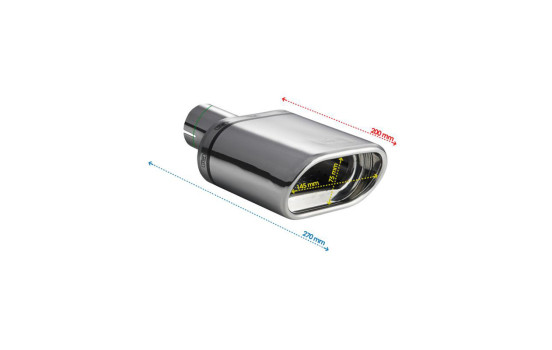 Embellecedor de escape Ulter Sport - Ovalado 145x75 mm - Longitud 200 mm - Montaje ->50 mm - Acero inoxidable, Imagen 3