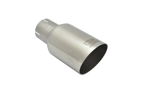 Embellecedor de escape Ultra Sport - Redondo, 90 mm, en ángulo - Longitud 180 mm - Montaje -> 50 mm - Cepillado