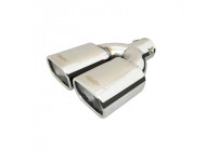 Punta de escape doble rectangular Simoni Racing de acero inoxidable - 95 x 70 x L265 mm - Montaje 33->63 mm