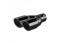 Punta de escape Simoni Racing doble redonda/inclinada de acero inoxidable negra - 76 x L230 mm - Montaje -> 58 mm
