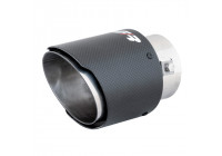 Punta de escape Simoni Racing redonda/inclinada de carbono mate y acero inoxidable - 102 x 155 mm - Montaje 50-76 mm