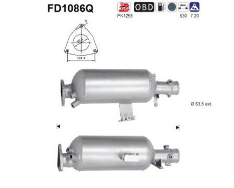 Filtro de partículas diésel, sistema de escape FD1086Q