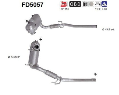 Filtro de partículas diésel, sistema de escape FD5057