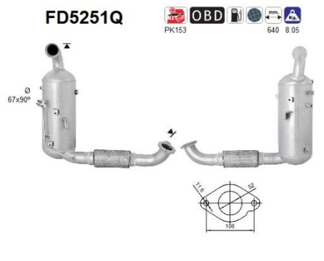 Filtro de partículas diésel, sistema de escape FD5251Q
