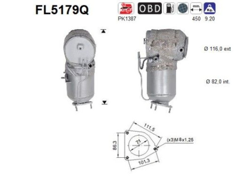 Filtro de partículas diésel, sistema de escape FL5179Q