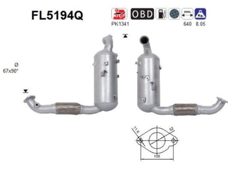 Filtro de partículas diésel, sistema de escape FL5194Q