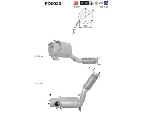 Filtro de partículas, sistema de escape FD5033