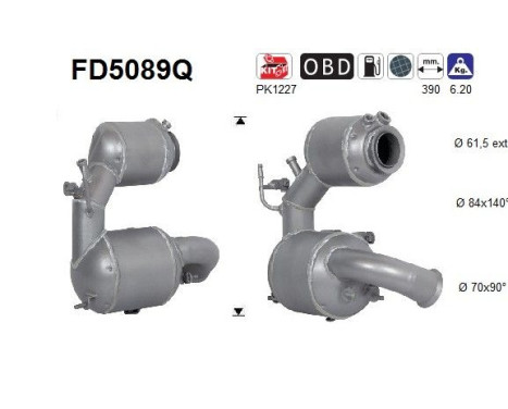 Filtro de partículas diésel, sistema de escape FD5089Q