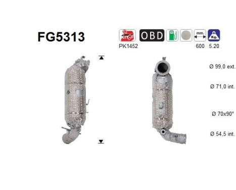 Filtro de partículas diésel, sistema de escape FG5313