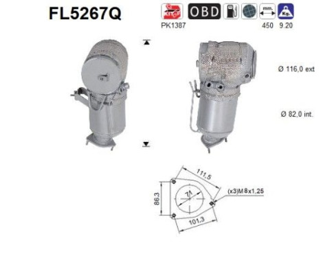 Filtro de partículas diésel, sistema de escape FL5267Q
