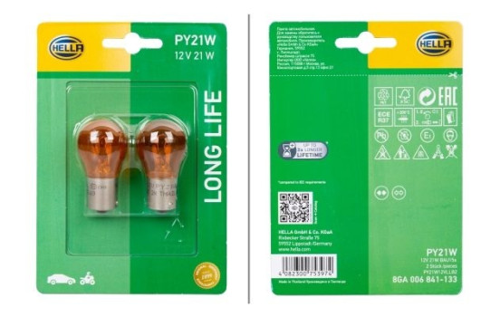 Hella Longlife PY21W, 12V21W (2 unidades)