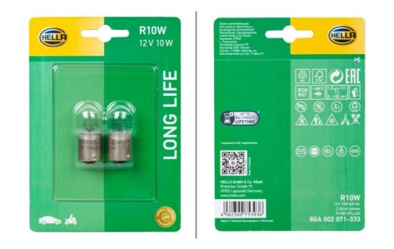 Hella Longlife R10W, 12V10W (2 unidades)