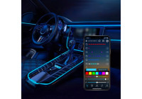 Iluminación ambiental interior LED multicolor AutoStyle de 2 piezas con control por aplicación y fibra óptica de 5 me