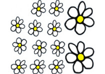 Sticker Flowers - wit/geel - 13.5x15.5cm