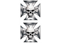 Stickerset Skull+BlackEyes in IronCross - 2x 8x8cm