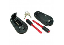 Set universele Racing Plus Flush motorkaphaken/-pins + Slot - zwart + rood aluminium pins